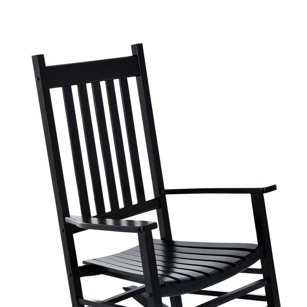 Outsunny Versatile Black Wooden IndoorOutdoor High Back Slat Rocking Chair