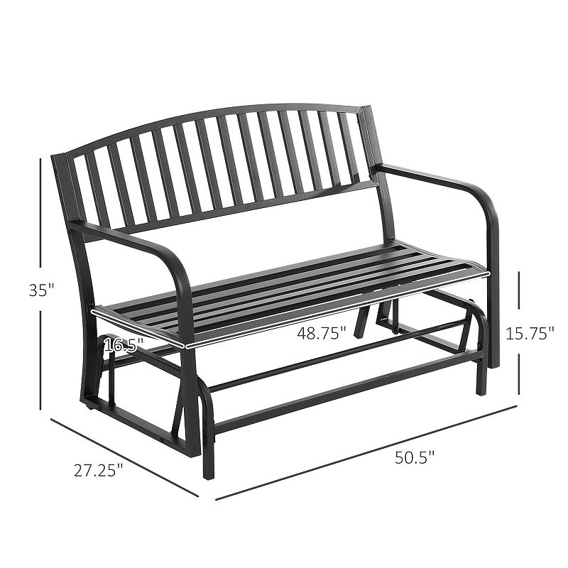 Outsunny Bench Glider Gliding Chair Outdoor Patio Garden Furniture Deck Loveseat