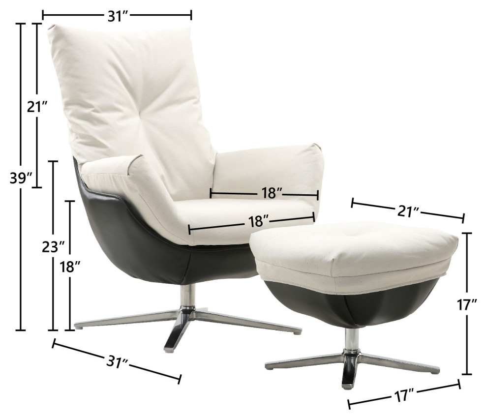 Rio Modern Two Toned Swivel Chair  ampOttoman Set   Contemporary   Armchairs And Accent Chairs   by World Source Design LLC  Houzz