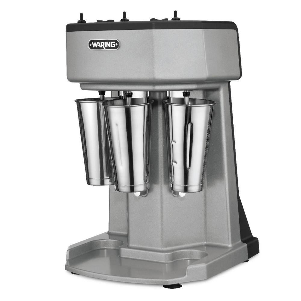 Waring Commercial Heavy-Duty Drink Mixer 16 oz. 3-Speed Stainless Steel Blender Silver with Triple-Spindle Timer 3-Cups Included WDM360TX