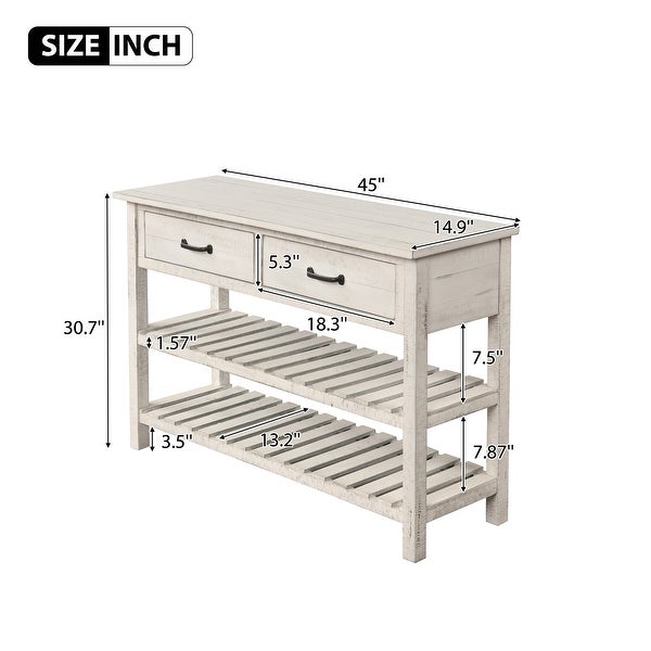 Retro Console Table for Entryway with Drawers and Shelf Living Room