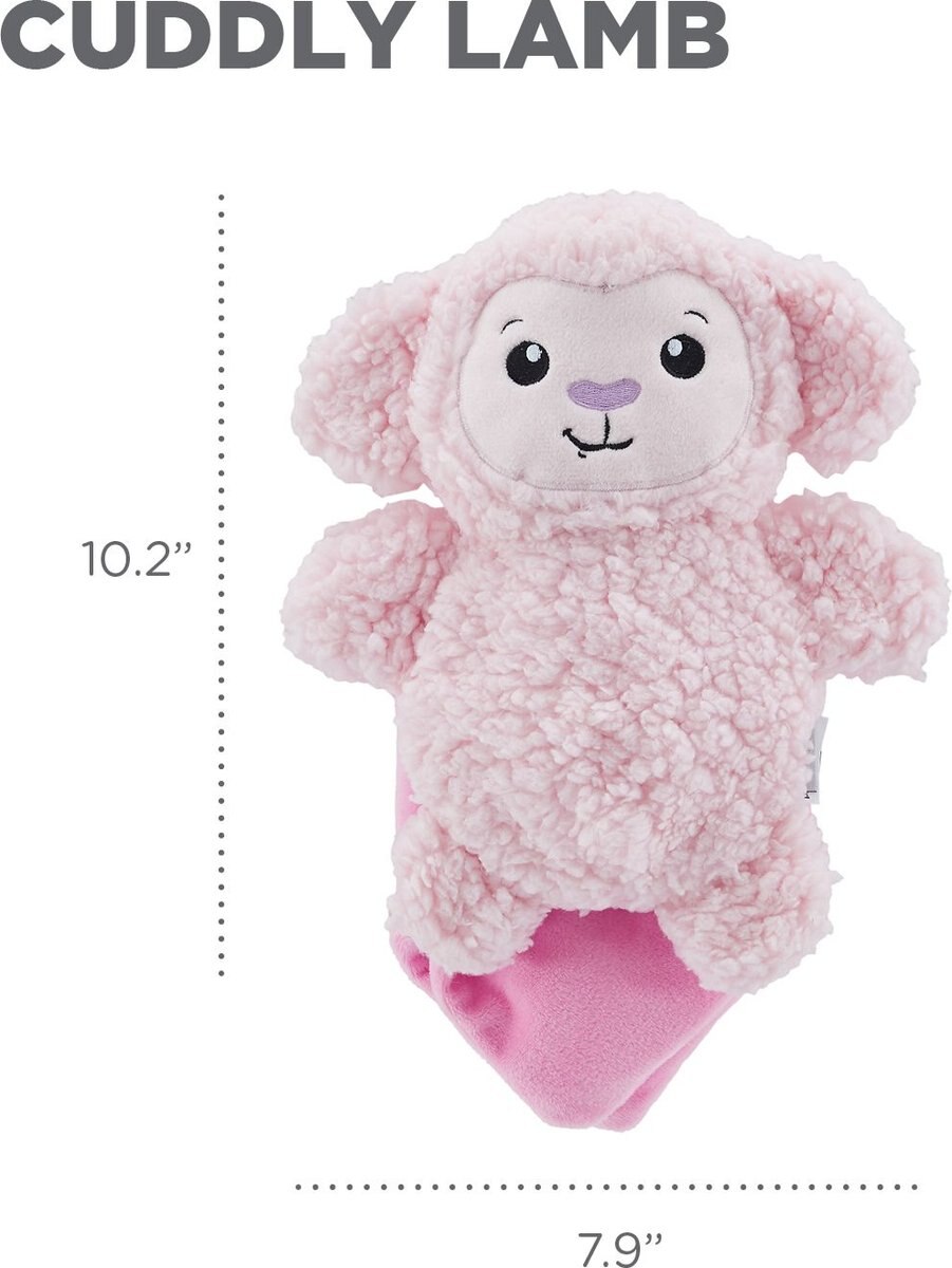 Outward Hound Blanket Buddies Pink Lamb Small Blacket Treat and Squeaky Dog Toy， Pink