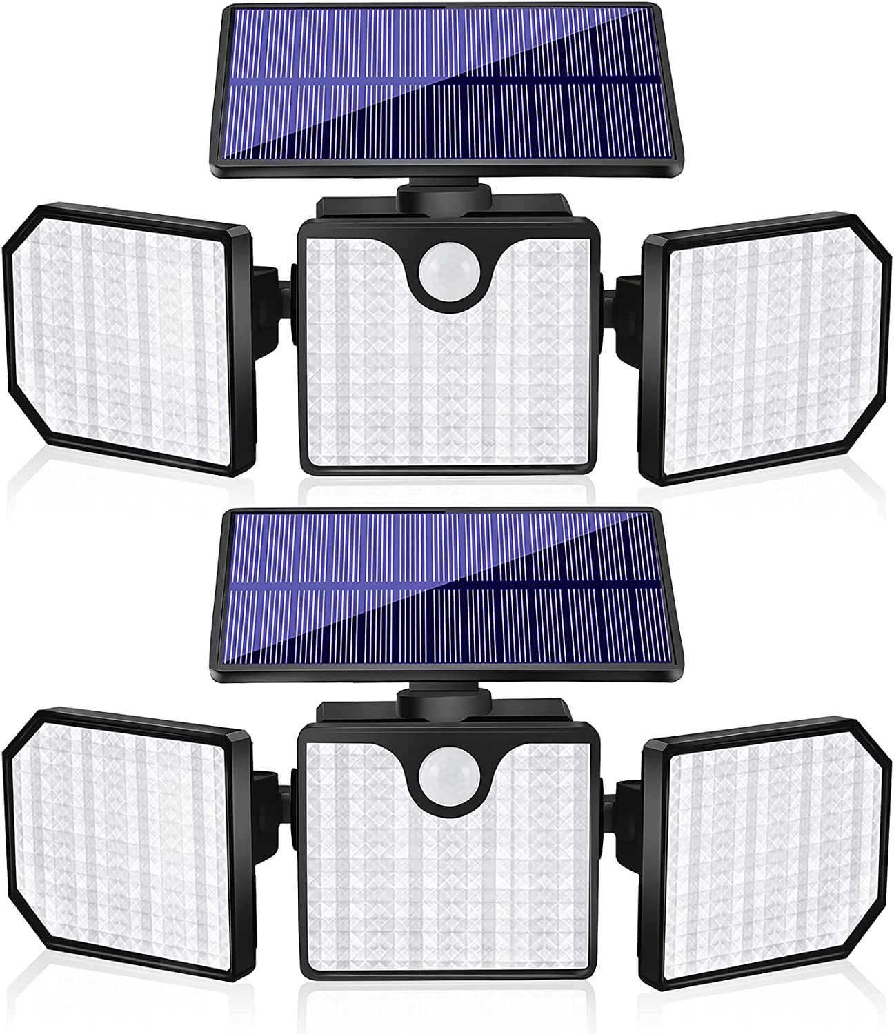 Ucgg Solar Wall Lights Outdoor， 299LED 1050Lm Solar Flood Security Lights 3 Adjustable Head 270° Wide Angle Lighting， IP65 Waterproof Motion Sensor -2Pack