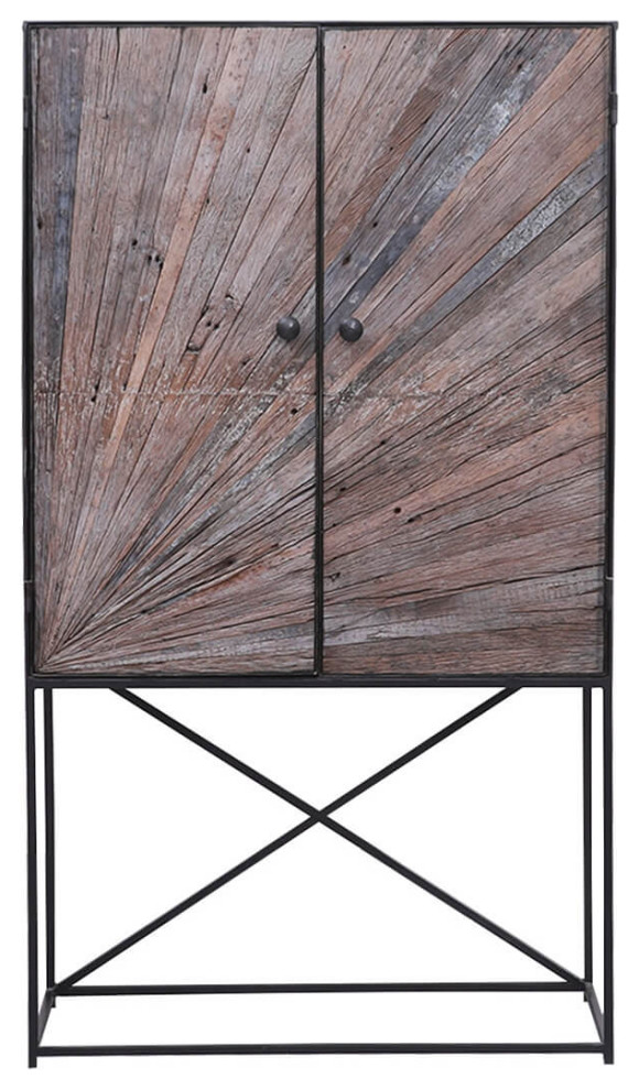 Corsica Sunburst Modern Rustic Solid Wood Industrial Accent Cabinet   Industrial   Accent Chests And Cabinets   by Sierra Living Concepts Inc  Houzz