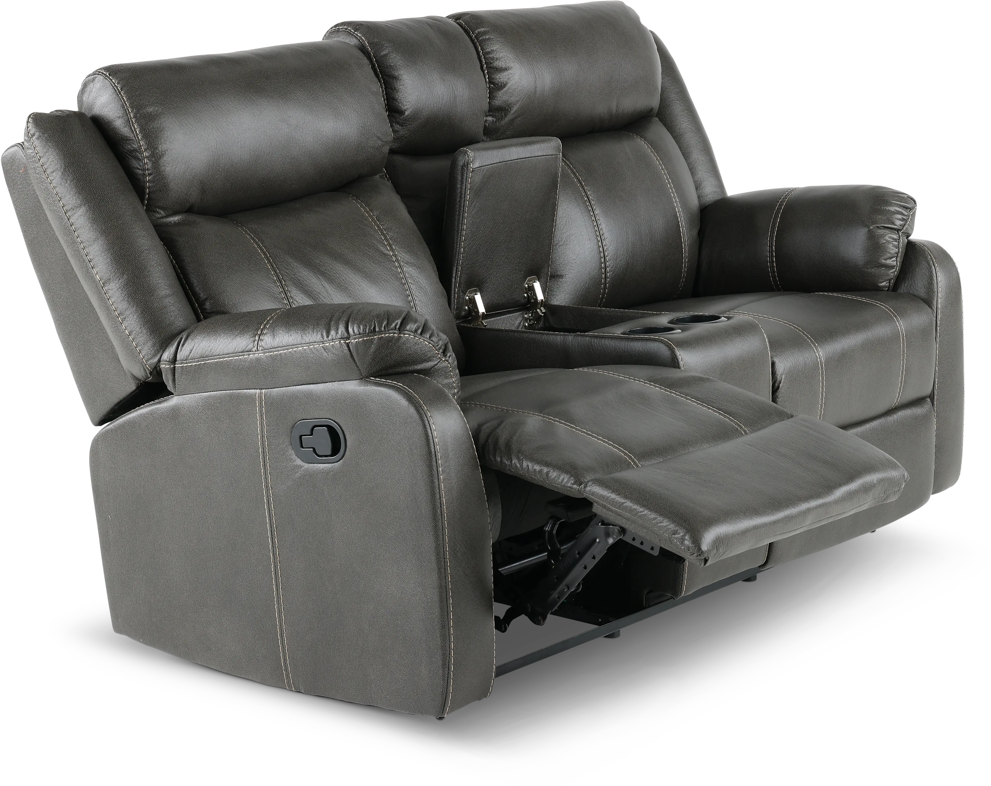 Domino Gray Reclining Loveseat with Console