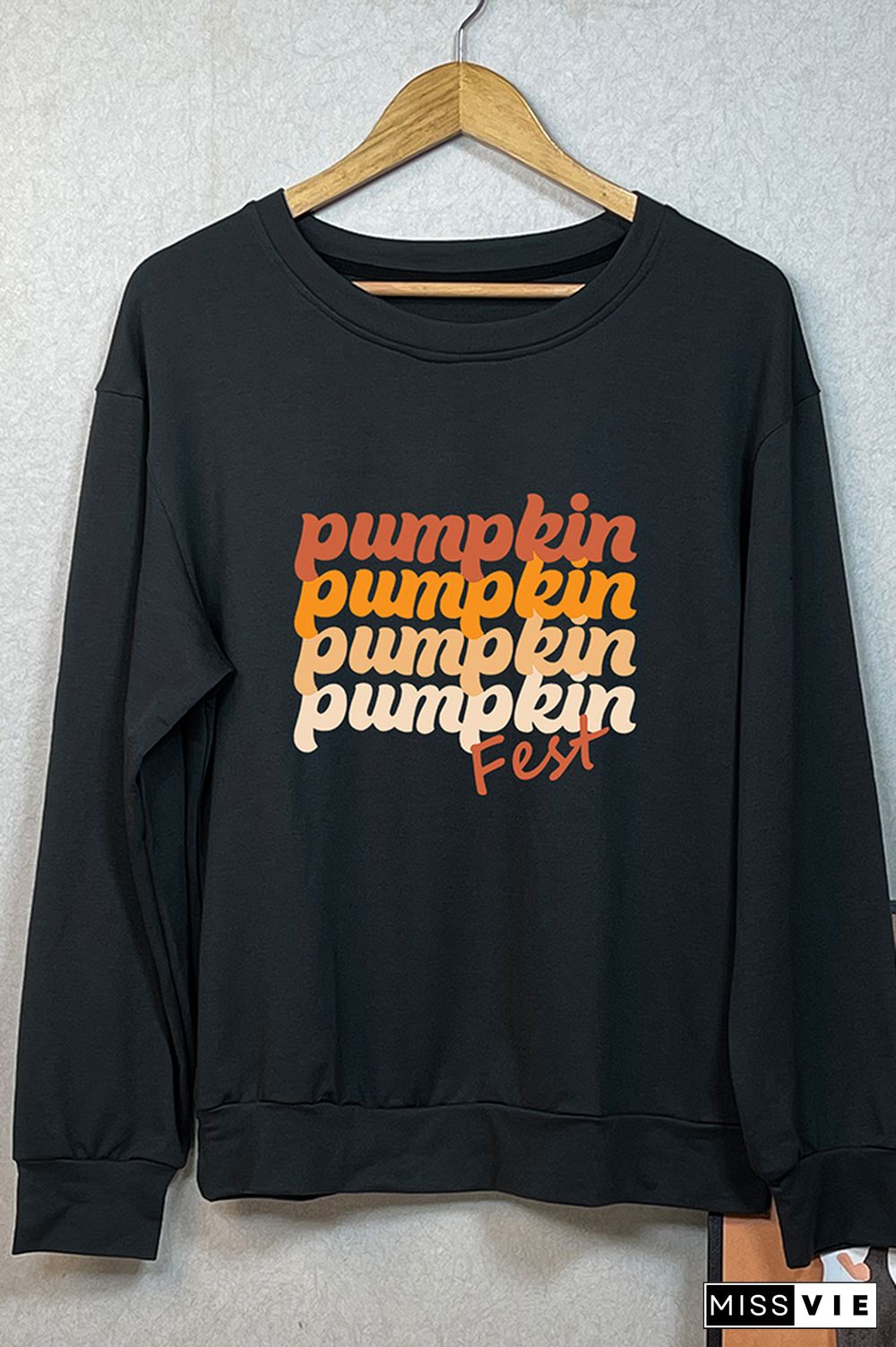 Pumpkin Print O-neck Long Sleeve Sweatshirts Women Wholesale