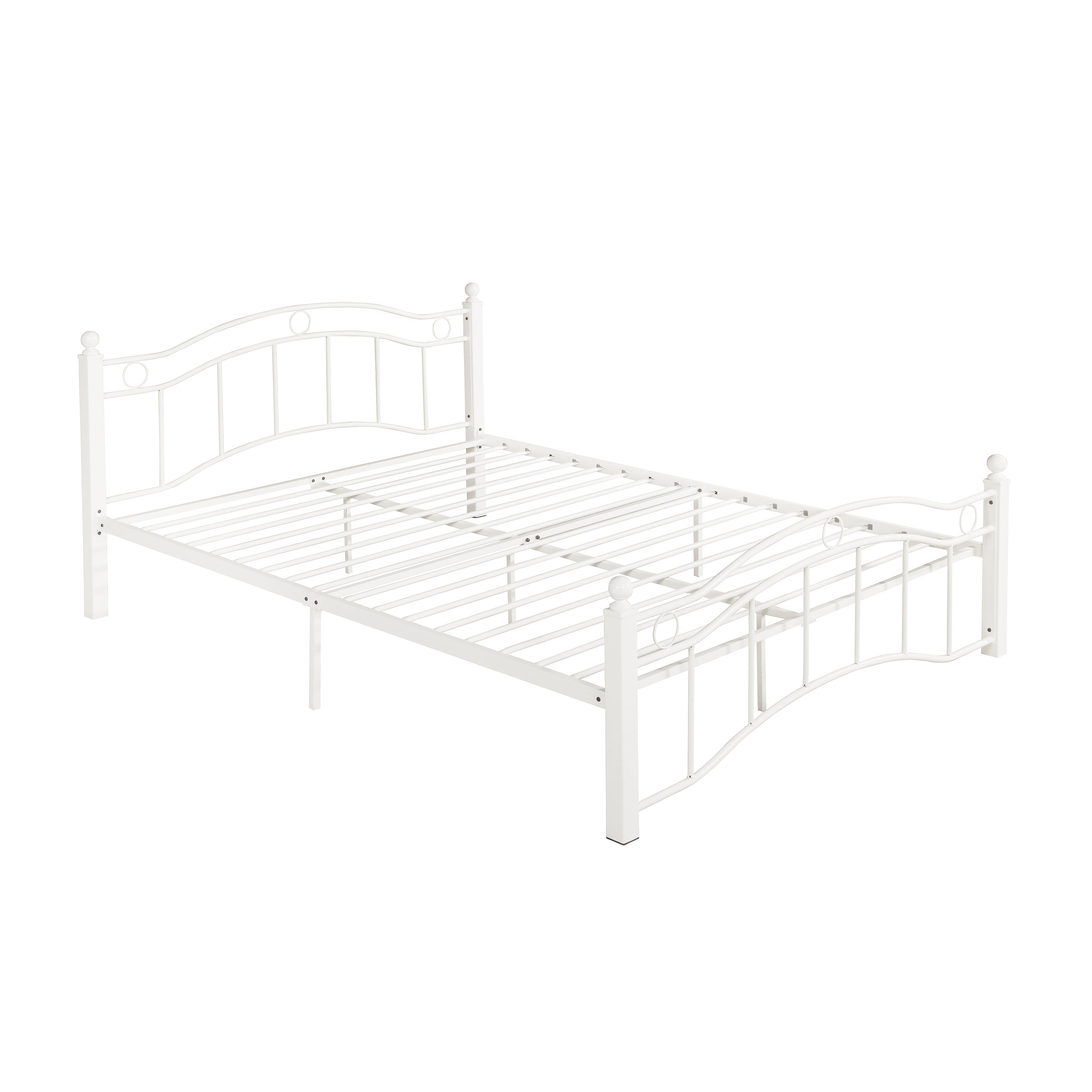 Cole Contemporary Iron Queen Bed Frame with Finial-Topped Legs