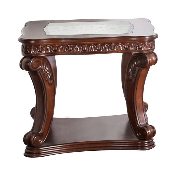 Furniture of America Rend Traditional Oak 26-inch Shelf-base Side Table