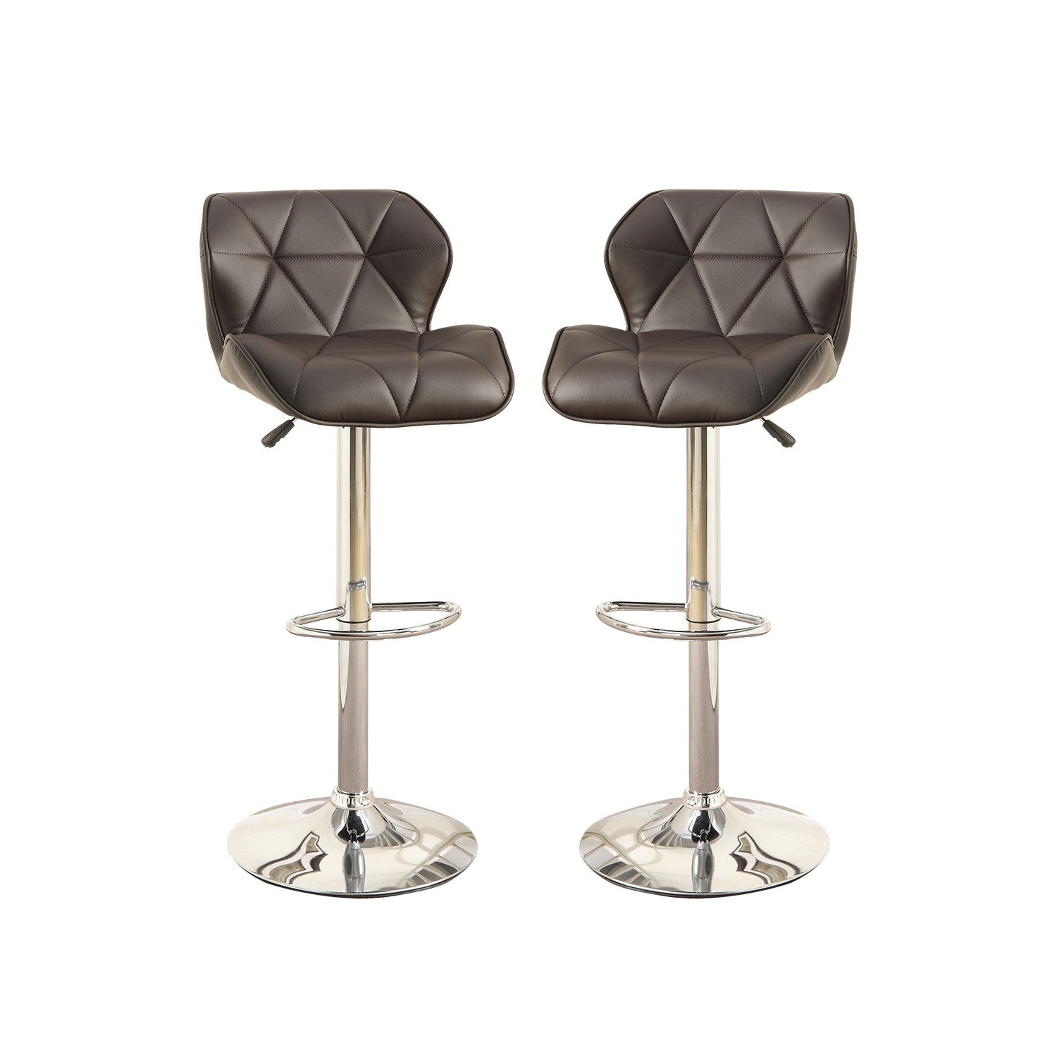 Adjustable PU Bar Stools With Footrest， Set of 2