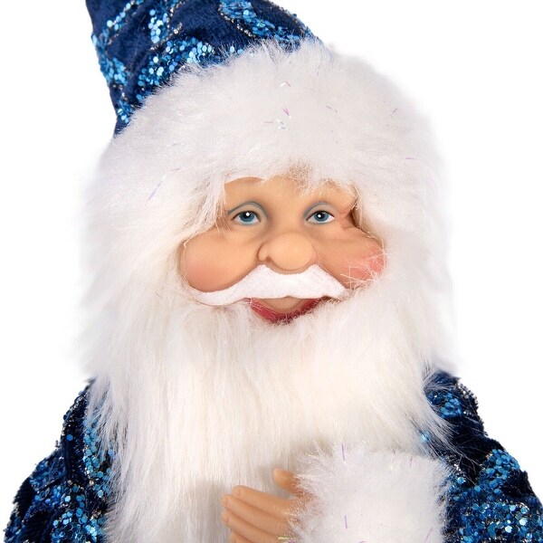 9 Blue Santa Christmas Figurine Collectible Ornament Doll