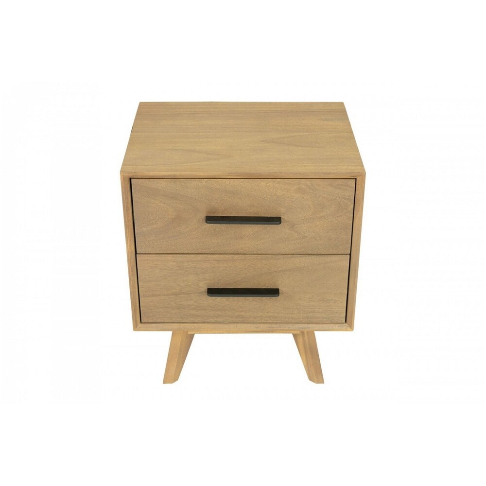 Cid ie 18 Inch Modern Nightstand  2 Drawers  Solid Acacia  Walnut