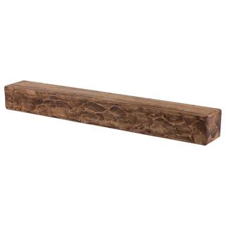 Dogberry Collections 72 in. W x 5.5 H x 6.25 in. D Rough Hewn Aged Oak Cap-Shelf Mantel m-hewn-7262-agok-none