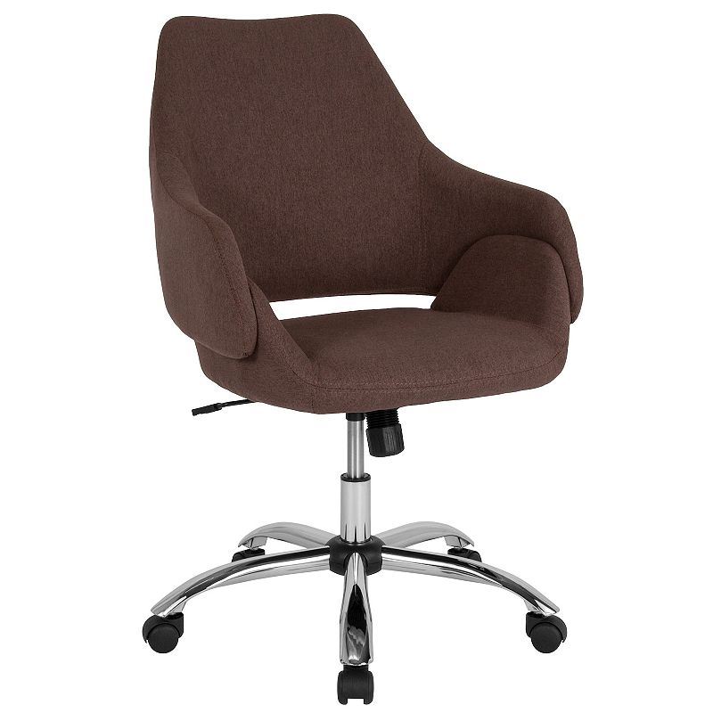 Merrick Lane Antwerp Office Chair Ergonomic Executive Mid-Back Design In Contemporary Brown Fabric With 360▲ Swivel And Height Adjustment