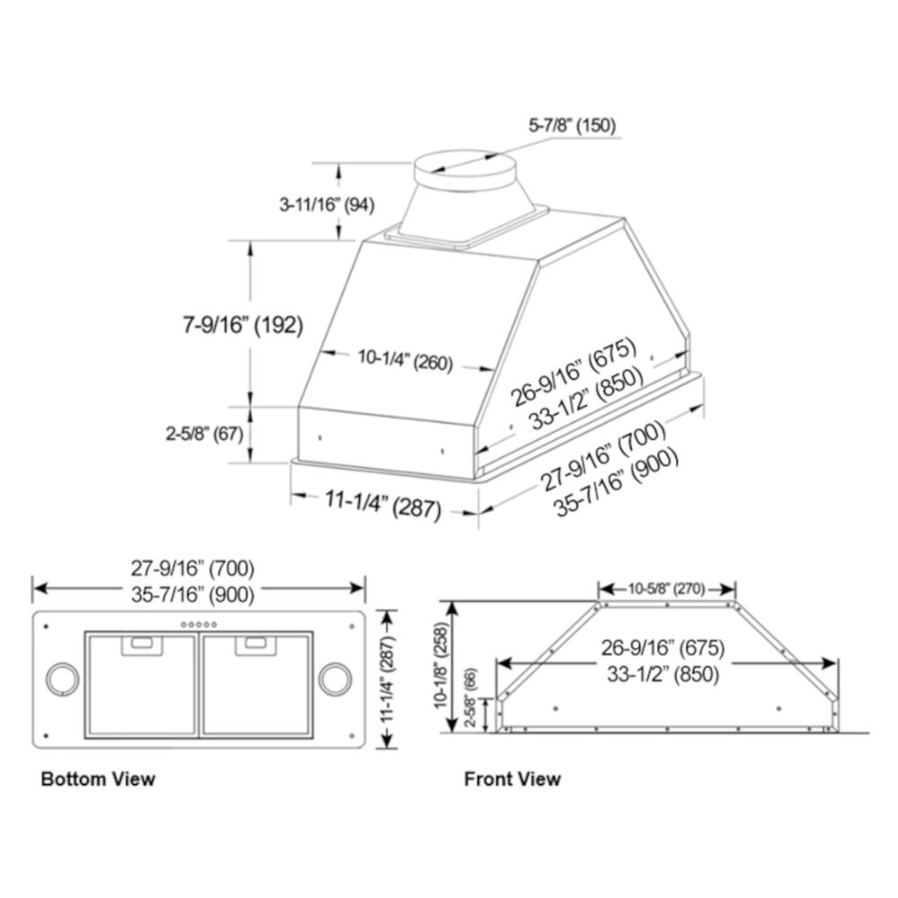 Kobe 30-inch Brillia INX27 Series Hood Insert INX2730SQB-700-3