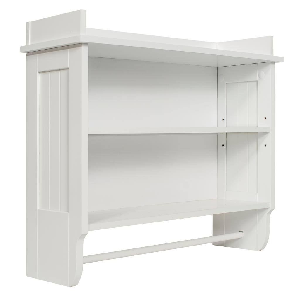 REDMON Since 1883 Contemporary Country 23.5 in. W Wall Shelf with Towel Bar in White 5225WH