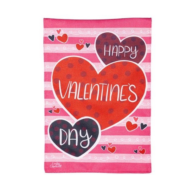 Happy Valentine x27 s Day Hearts Burlap Garden Flag