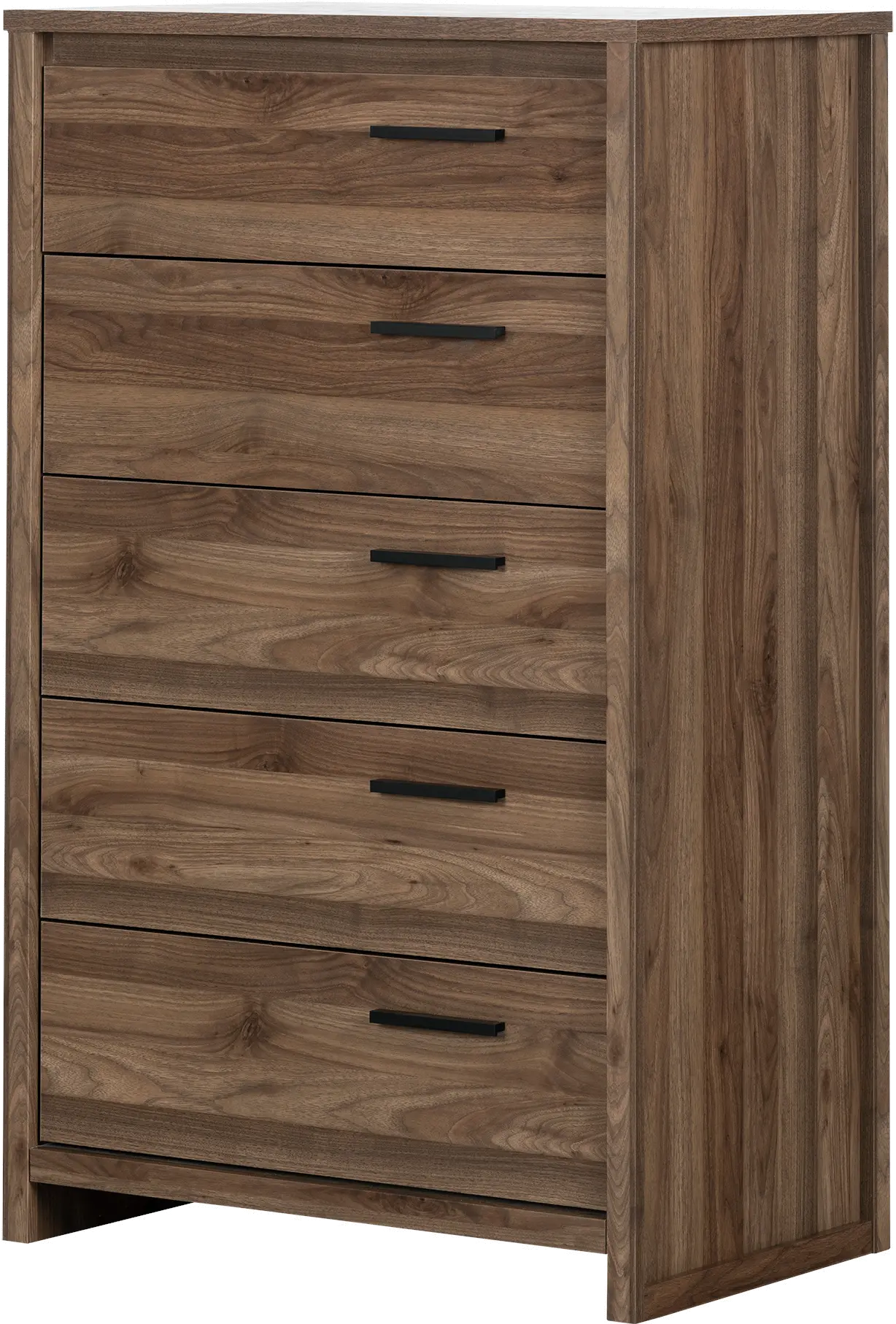 Tao Modern Walnut 5 Drawer Chest - South Shore