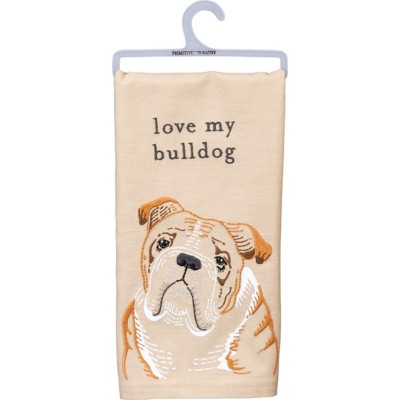 Primitives by Kathy Love My Bulldog Dish Towel