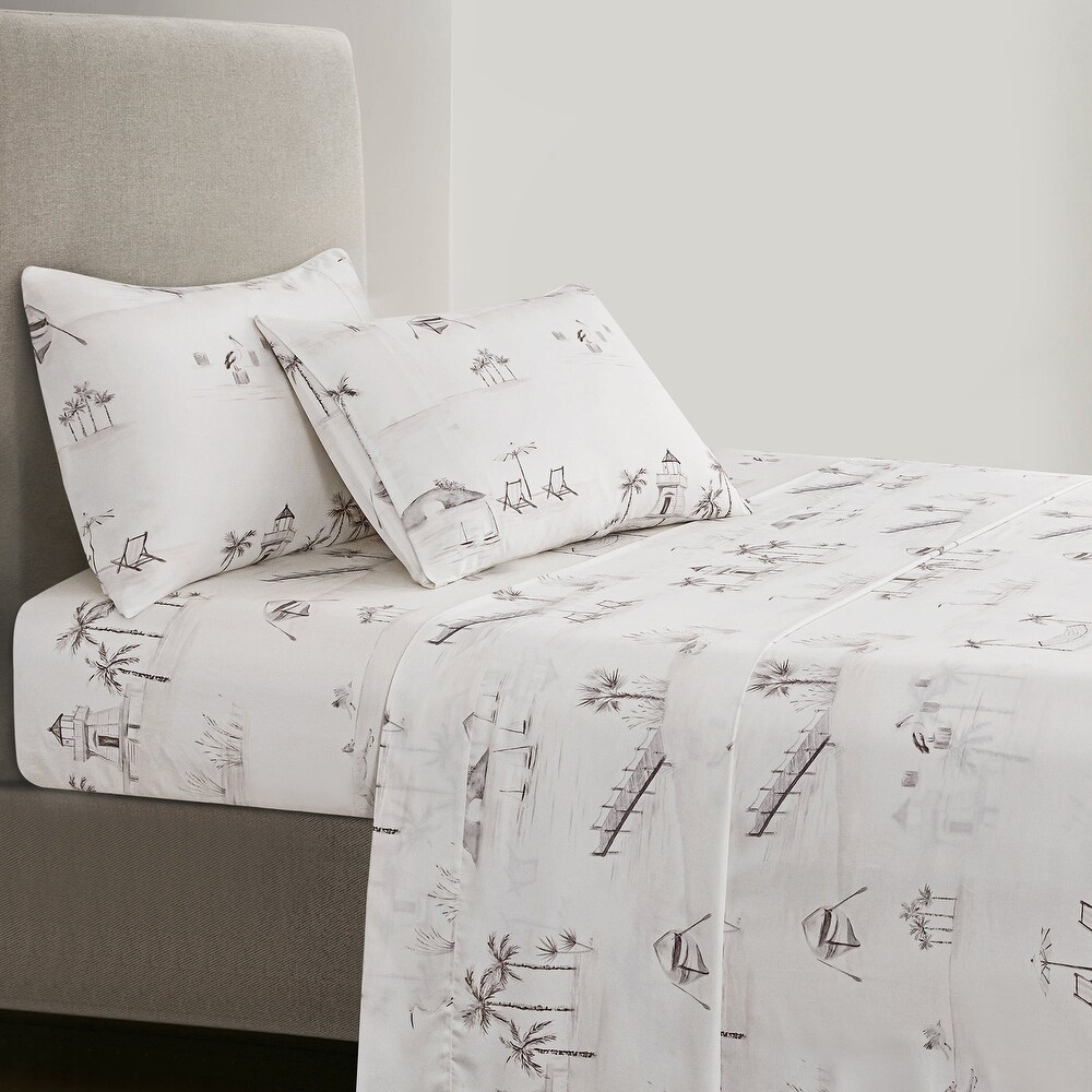 HiEnd Accents 100% Lyocell Seaside Watercolor Toile Sheet Set  4PC