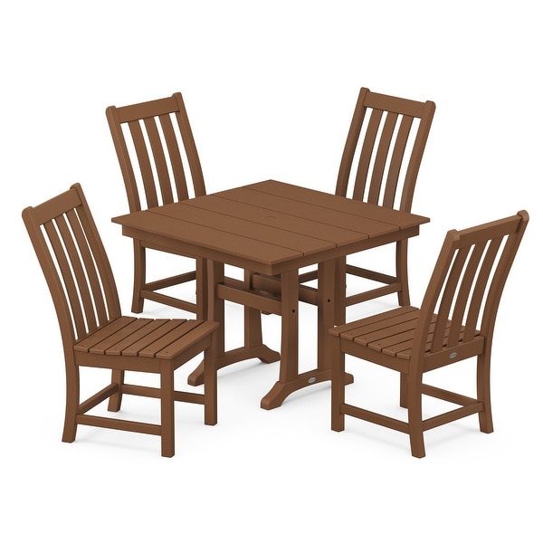 POLYWOOD Vineyard 5Piece Farmhouse Trestle Side Chair Dining Set