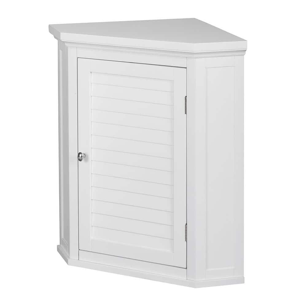 Teamson Home Simon 2212 in W x 24 in H x 15 in D Corner Bathroom Storage Wall Cabinet with Shutter Door in White