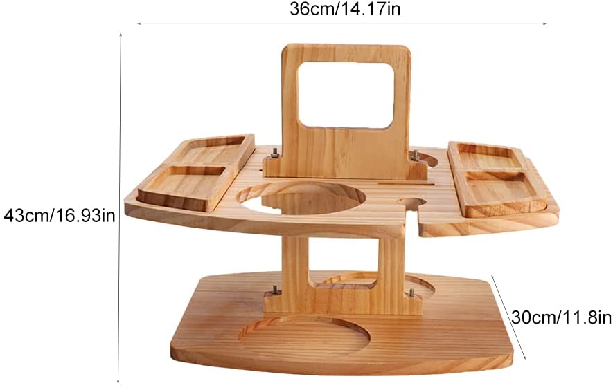 Portable Picnic Table， Wooden Wine Picnic Tables for Outdoors， Snack and Cheese Tray with 2 Wine Glasses Holder， Outdoor Beach Bar Table with Wine Glass Holder