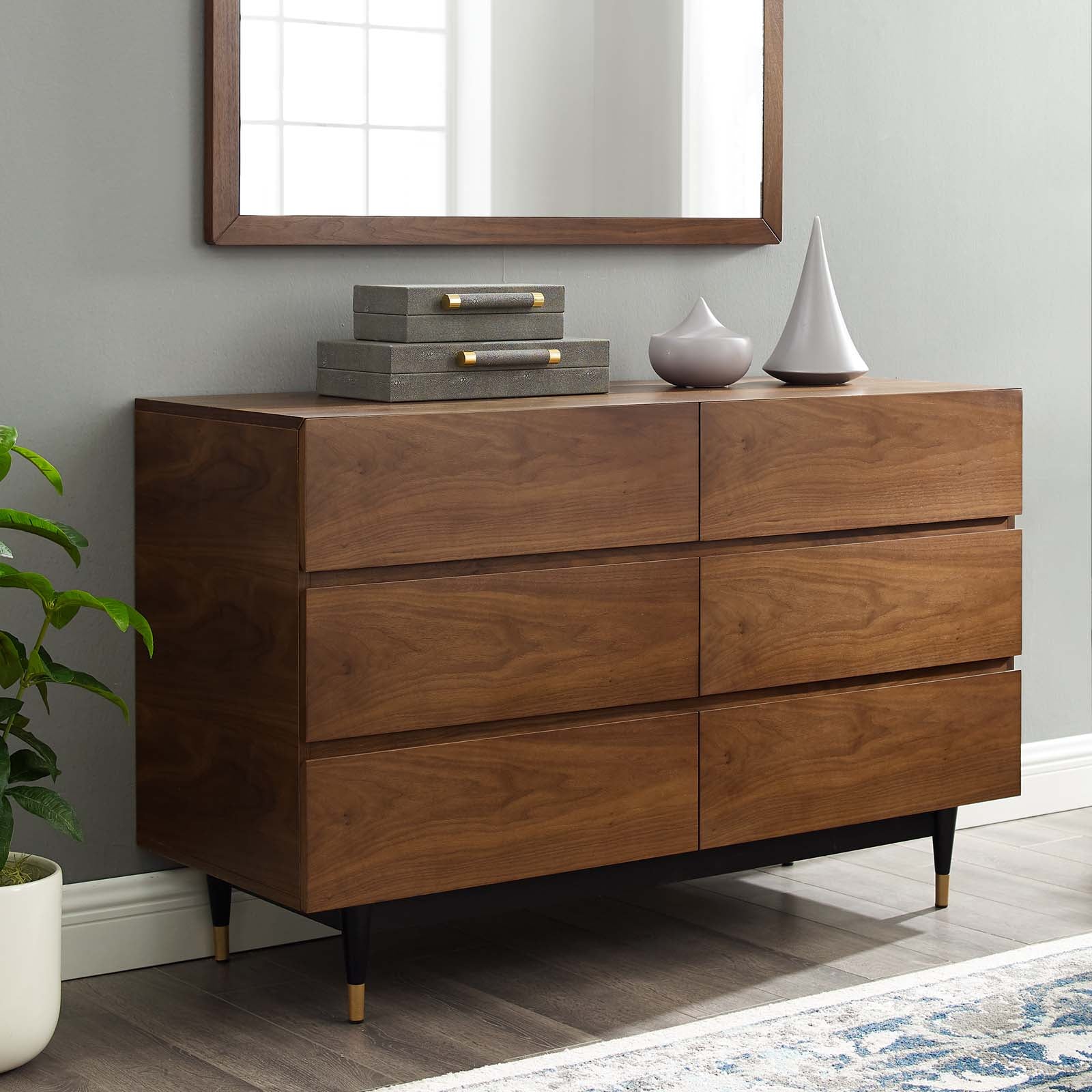 Caima 6-Drawer Dresser, Walnut