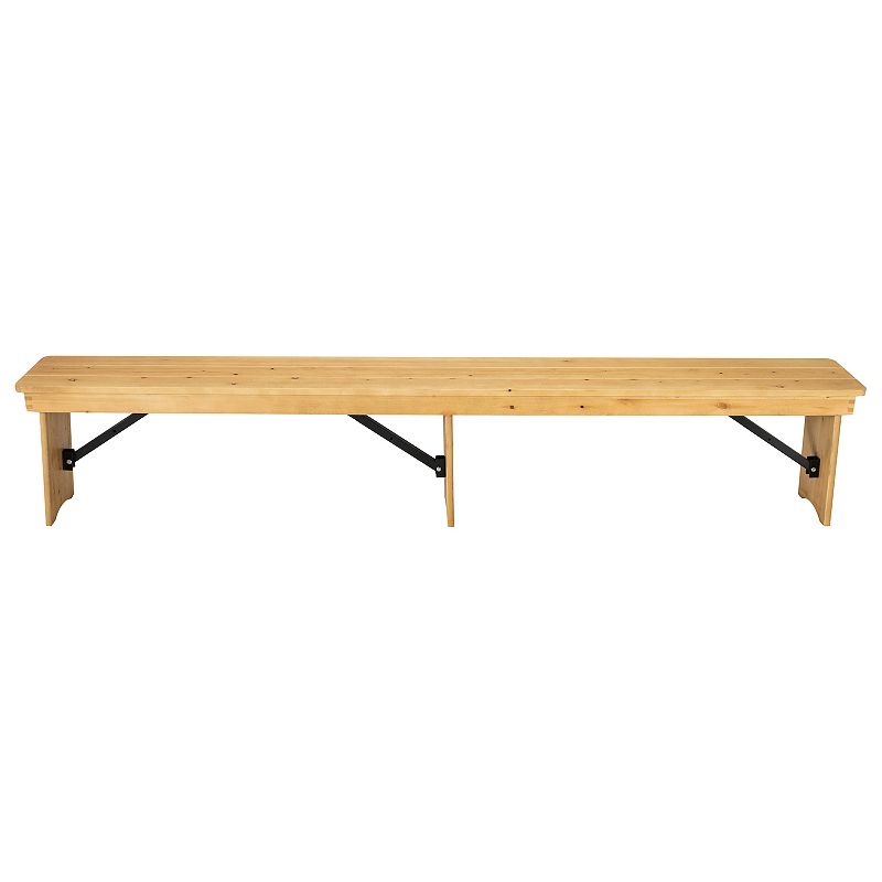 Merrick Lane Tinsley 96 x 12 Solid Pine Folding Farmhouse Style Bench