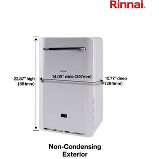 Rinnai High Efficiency Non-Condensing 9.8 GPM Residential 199000 BTU Exterior Natural Gas Tankless Water Heater RE199eN