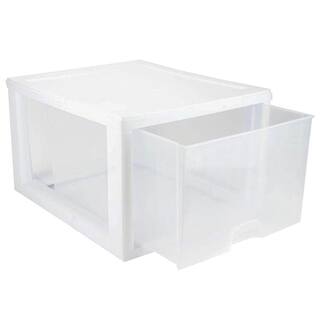 Sterilite 27-Qt. Plastic Storage Bin with One Drawer in Clear and White (8-Pack) 8 x 23108004