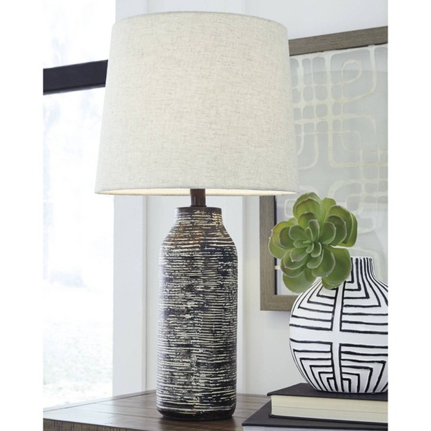 Set Of 2 Mahima Paper Table Lamps Black white Signature Design By Ashley