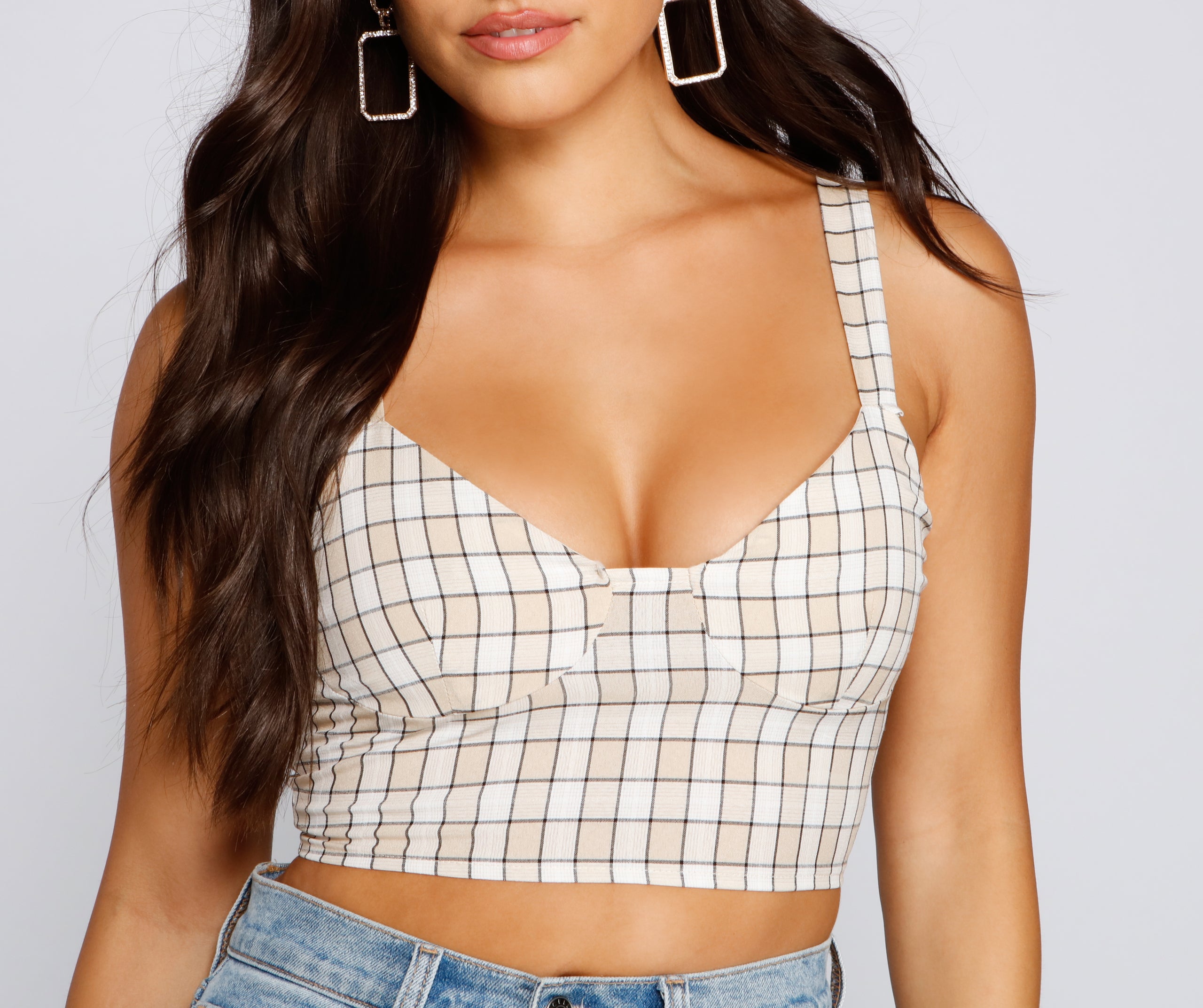 Polished Glam Cropped Plaid Bustier