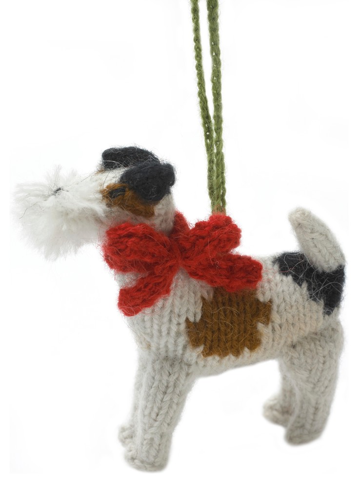 Hand Knit Fox Terrier Ornament   Contemporary   Christmas Ornaments   by Arcadia Home  Houzz