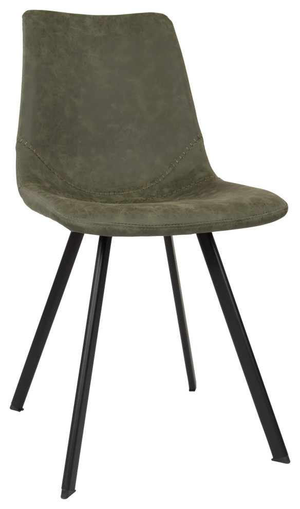 Markley Modern Leather Dining Chair With Metal Legs   Transitional   Dining Chairs   by LeisureMod  Houzz