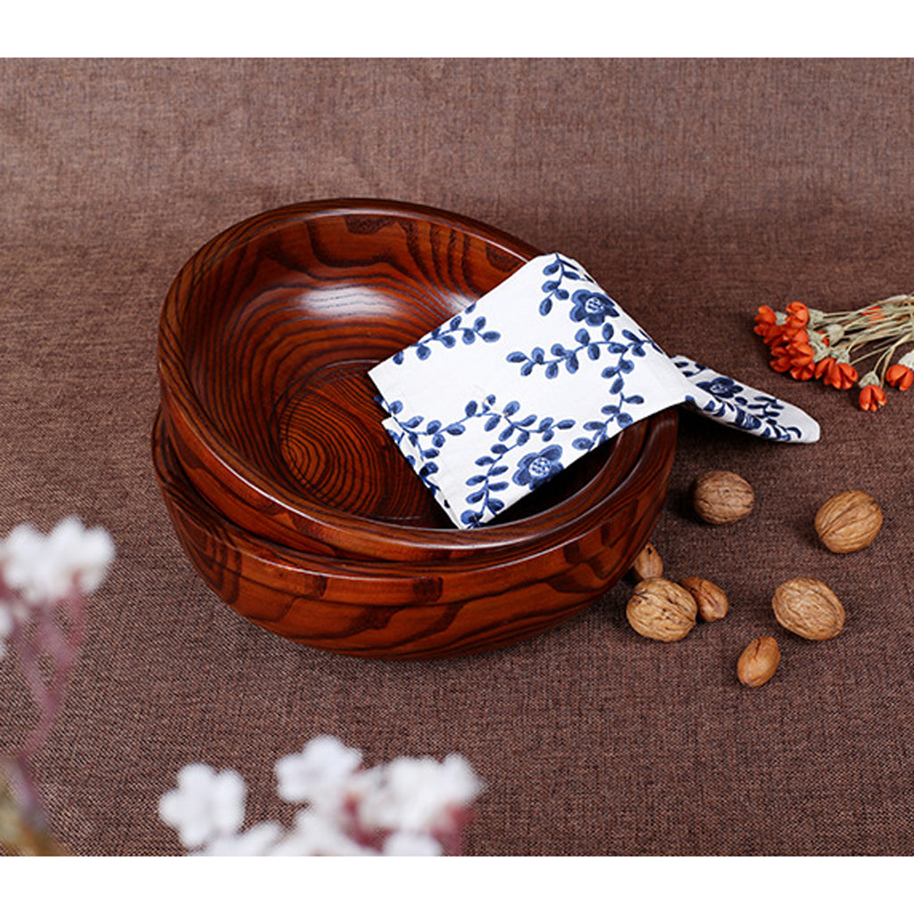 Japanese Style Dinner Fruits Vegetables Wooden Bowl Salad Dessert Round Dining Serving Bow.5x7cm