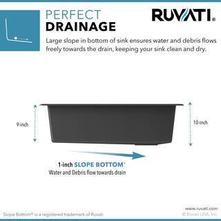 Ruvati Midnight Black Granite Composite 33 in. x 22 in. Single Bowl Drop-In Topmount Kitchen Sink RVG1033BK