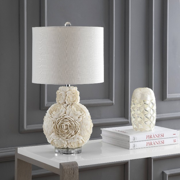 Seashell Rosette Table Lamp includes Led Light Bulb White Jonathan Y