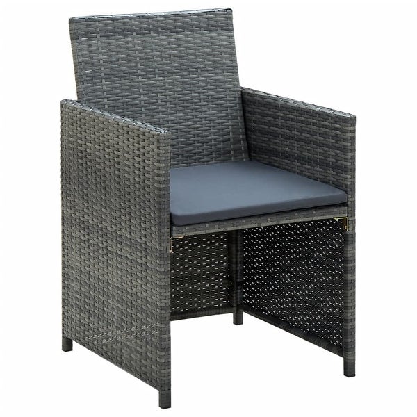 4 Piece Patio Lounge with Cushions Set Poly Rattan Gray - Overstock - 36363500