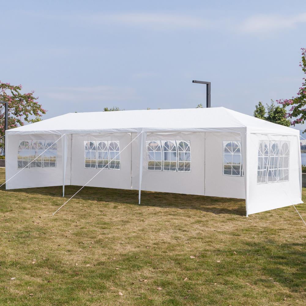 UBesGoo 10' x 30' Wedding Party White Tent Gazebo Pavilion Event Canopy W/5 Sidewalls