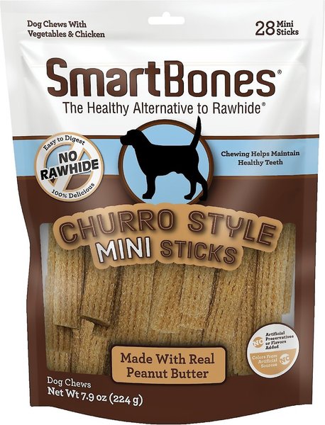 SmartBones Churro-Style Mini Sticks Dog Treats， 28 count