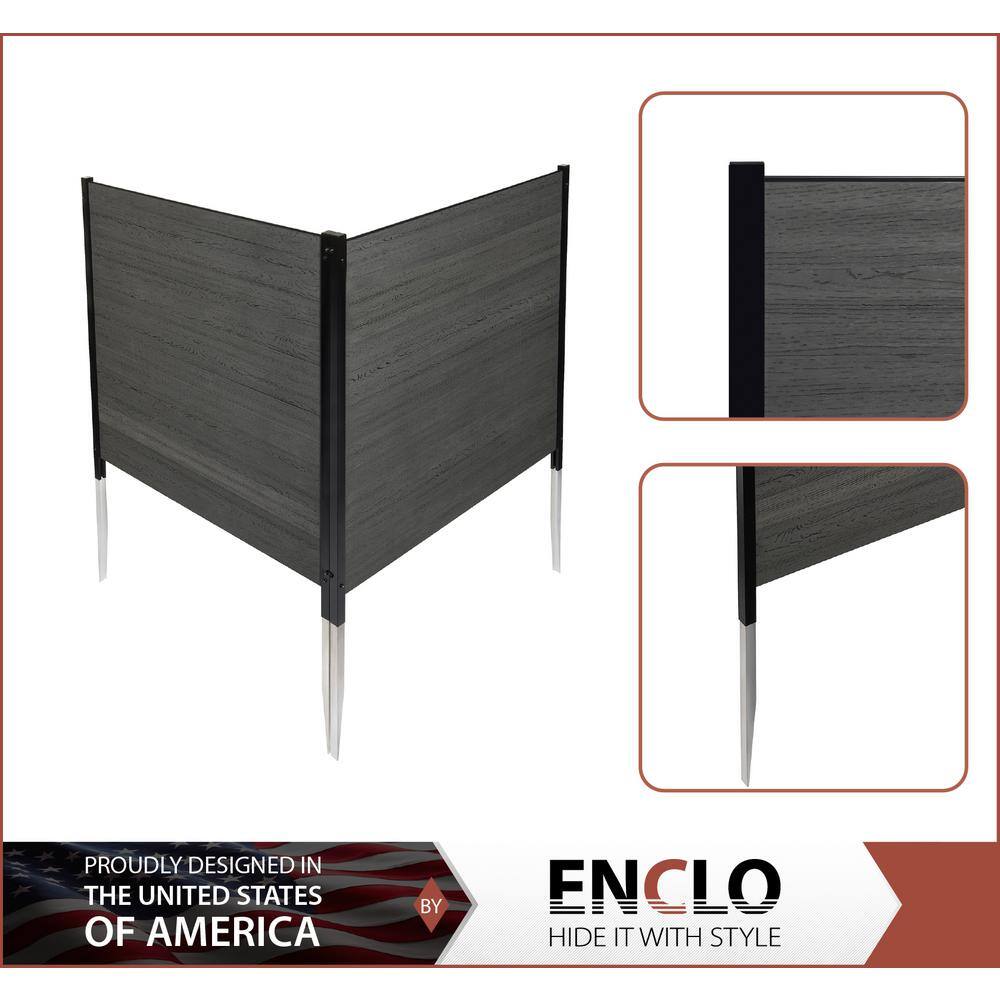 Enclo Privacy Screens Lincoln 3.5 ft x 3.6 ft. Charcoal Vinyl Screen Kit (2-Pack) EC18002