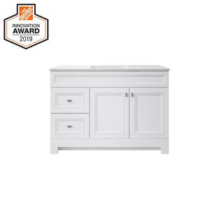 Home Decorators Collection Sedgewood 48.5 in. W x 18.8 in. D x 34.4 in. H Freestanding Bath Vanity in White with Arctic Solid Surface Top PPLNKWHT48D