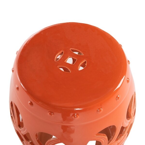 SAFAVIEH Imperial Orange Vine Glazed Ceramic Decorative Garden Stool