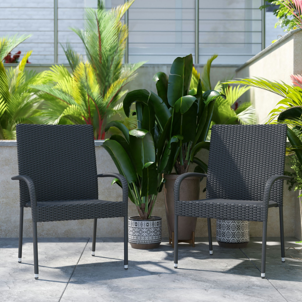 Gray Patio ArmChairs  Set of 2   Tropical   Outdoor Dining Chairs   by Kolibri Decor  Houzz