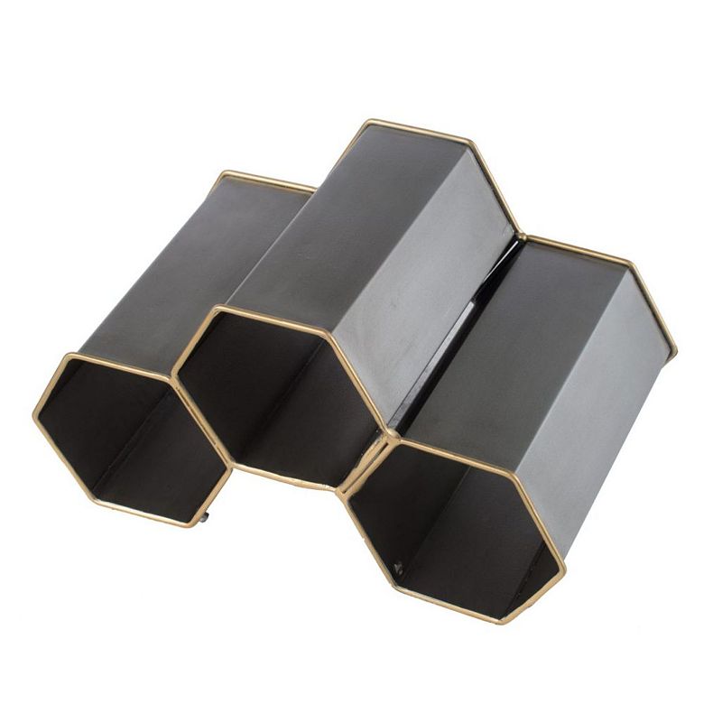 11.5 Charcoal Black Geometric Hexagonal Wine Bottle Holder