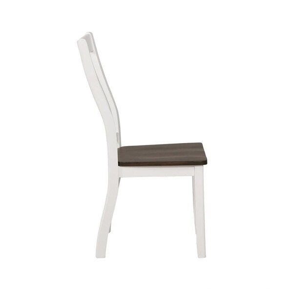 Set of 2 Dining Side Chairs in Espresso and White