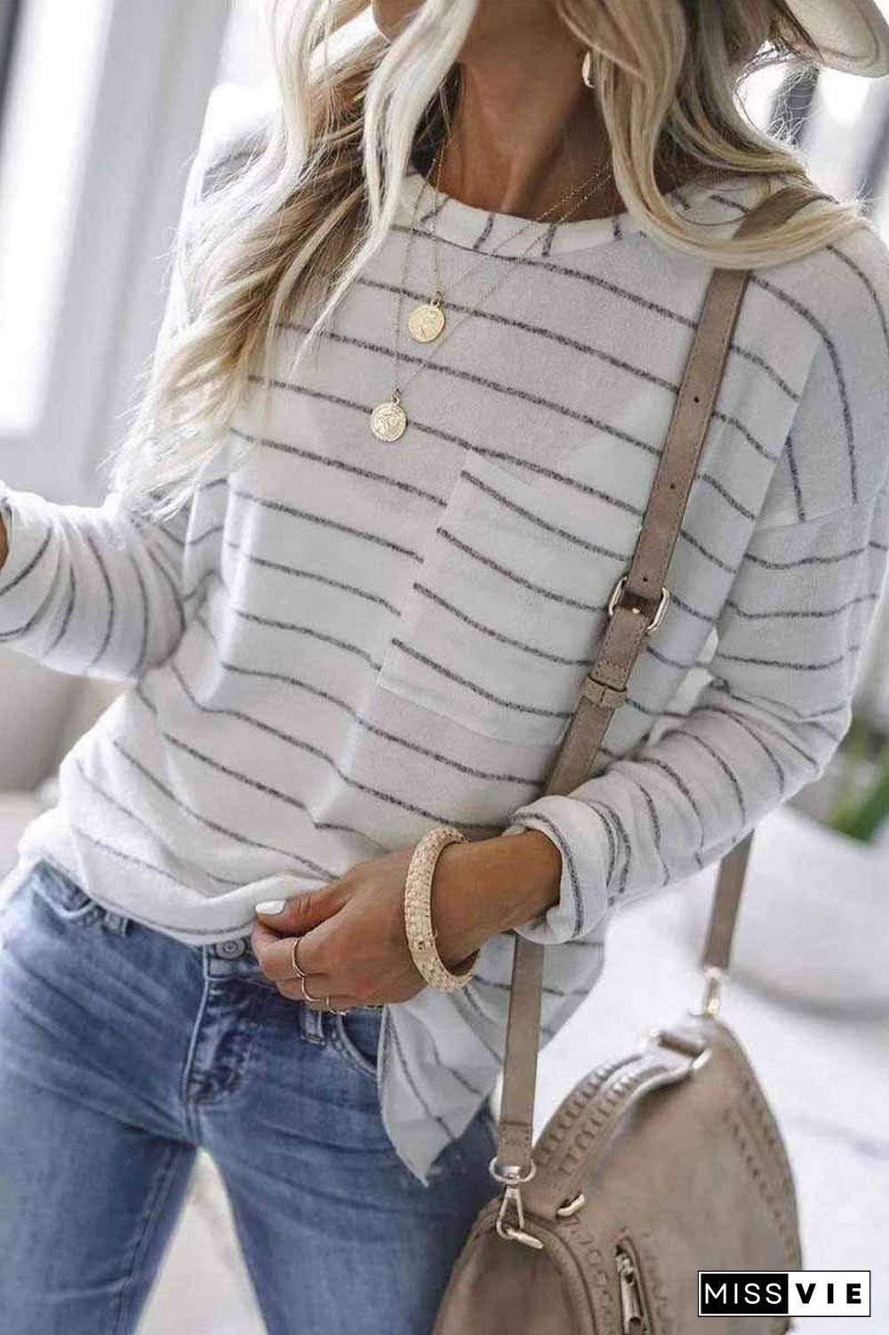 Casual Striped Long Sleeve T-shirt