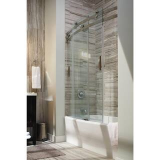 Delta Classic 400 Curve 60 in. W x 62 in. H Sliding Frameless Tub Door in Stainless B55910-6030-SS