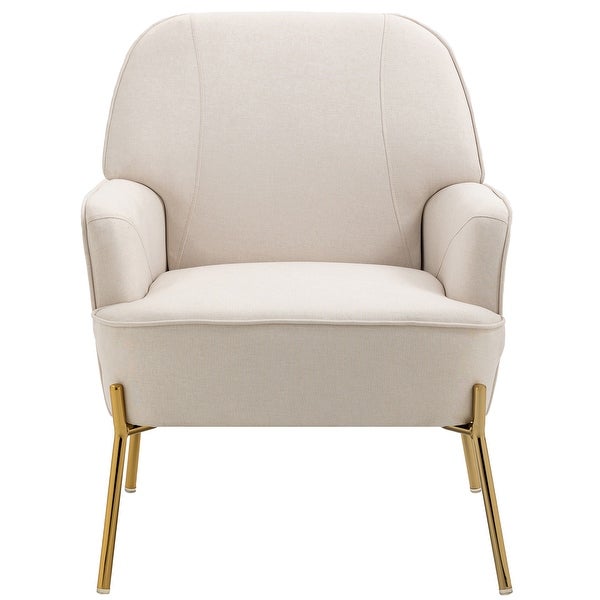 Upholstered Modern Arm Accent Chair， Ergonomic Armrest and Backrest Design， with Gold New carbon Steel Leg