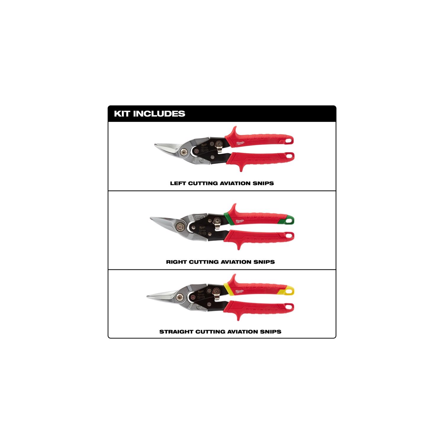 MW 10 in. Steel Aviation Snips Set 22 Ga. 3 pk